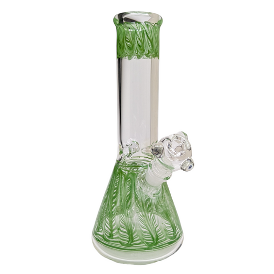 11" Glass Tobacco Water Pipe Beaker Bong Glass Bowl Green