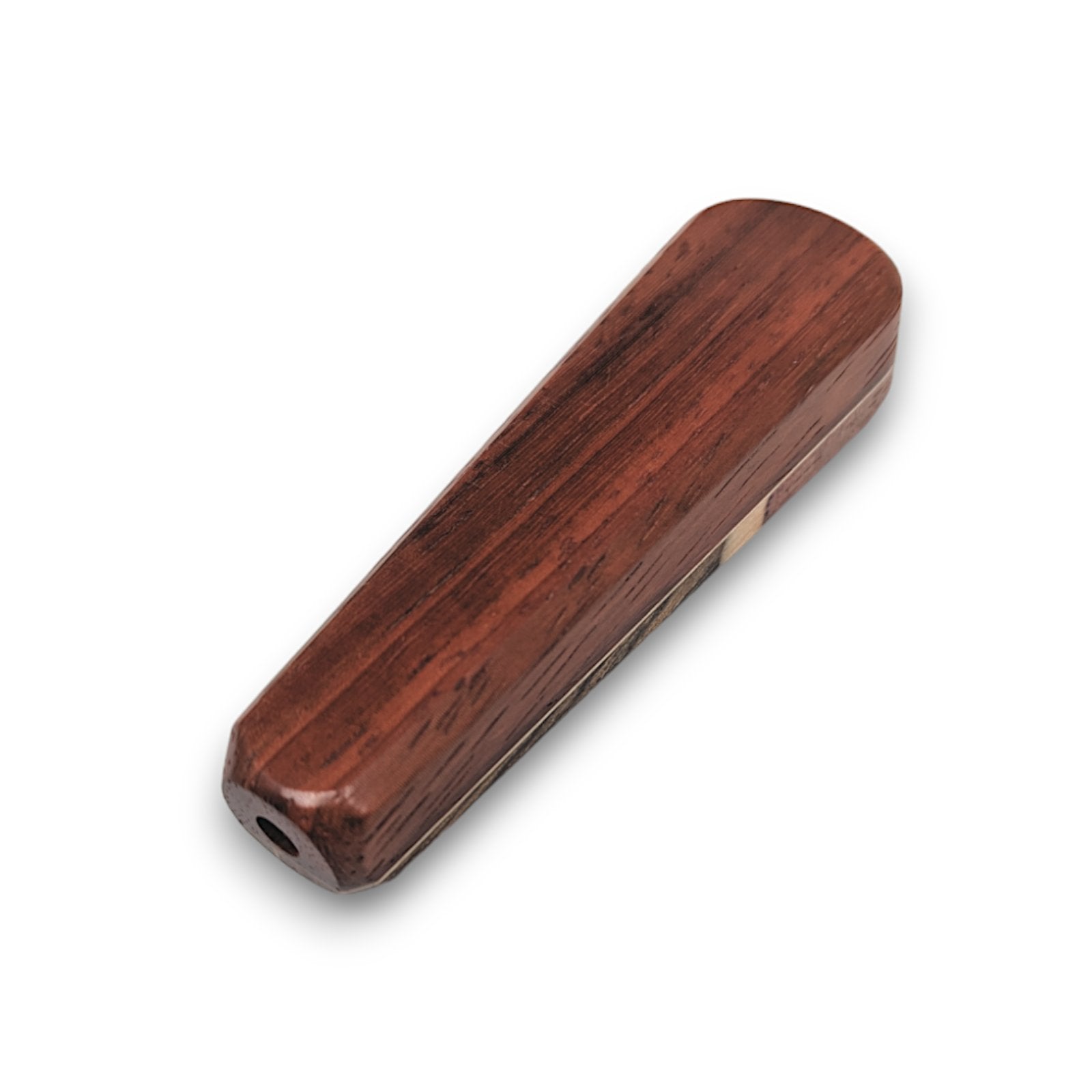 Wooden pipe with screen bottom view